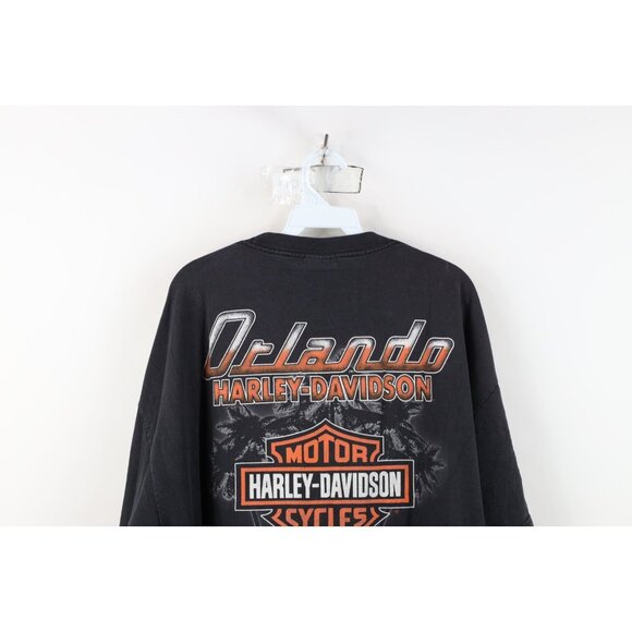 Vintage Y2K Harley Davidson Mens 2XL Faded Spell Out Big Logo T-Shirt Black - Picture 15 of 16